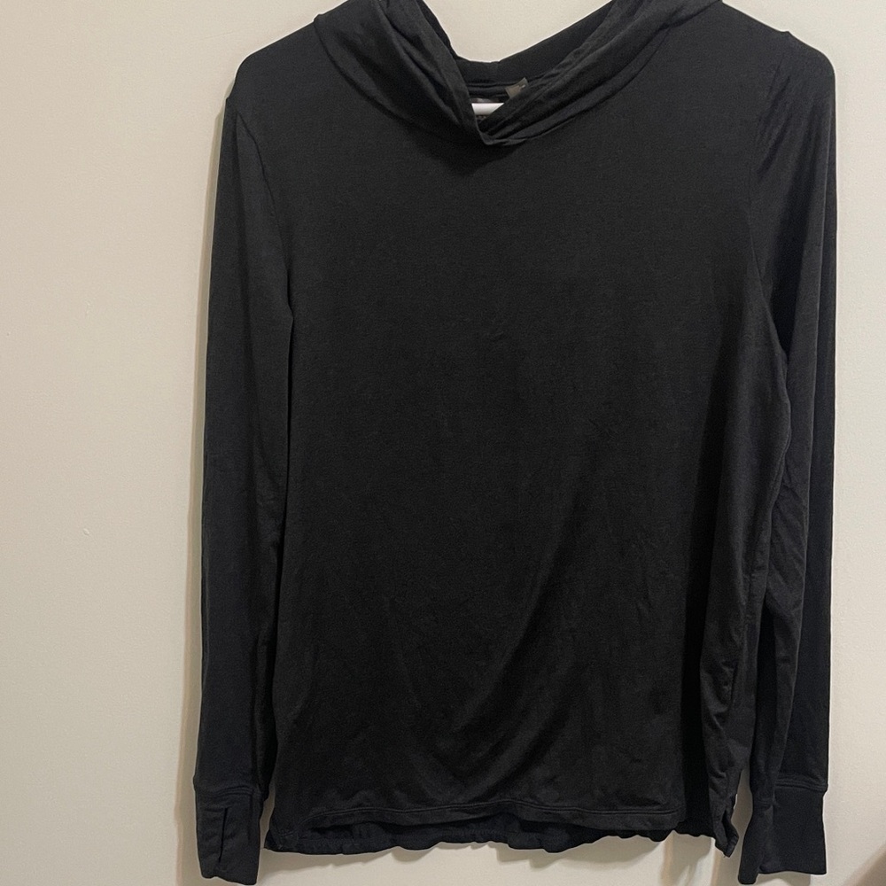 Zelle Black Hooded Long Sleeve Top size medium